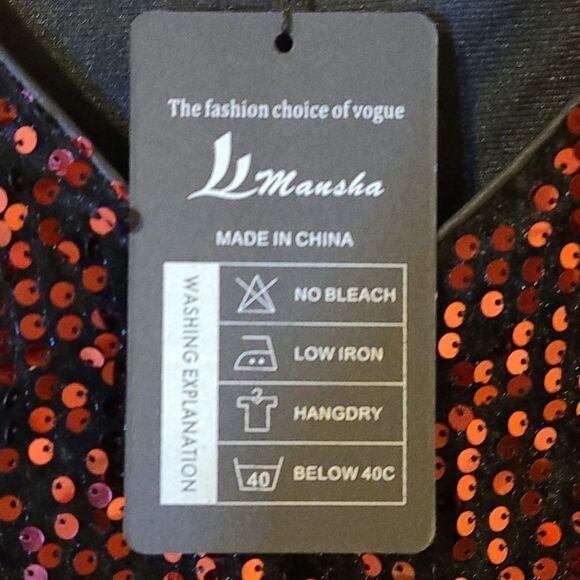 Mansha sequins dress in black with Burgundy sequins. 23.5" chest, 36.5 length. - Picture 3 of 9